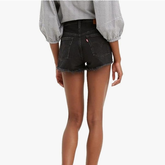 Levi’s 501 premium distressed festival black button fly shorts 27 - Picture 3 of 12